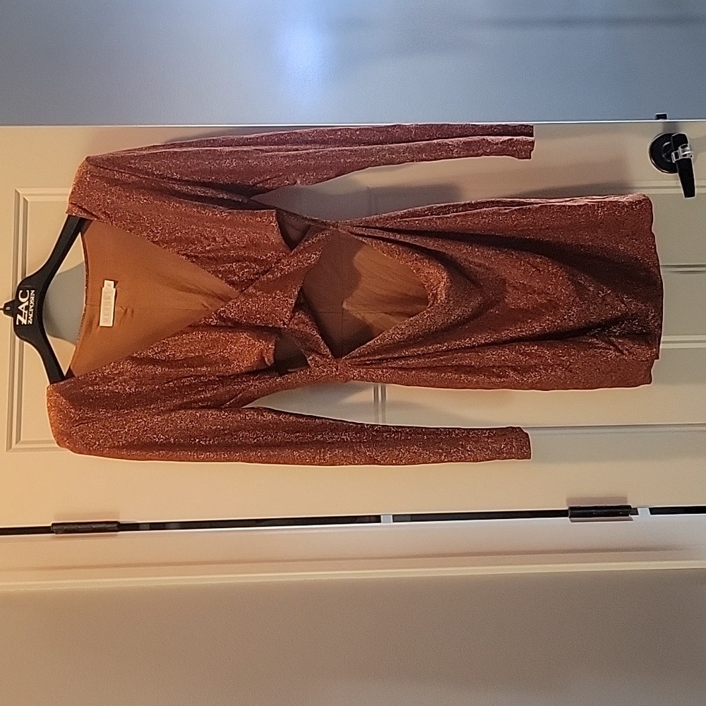 Meshki Cutout Bronze Long Sleeve Dress